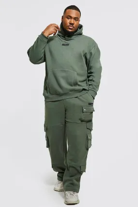 Plus Loose Cargo Hooded Contrast Tracksuit