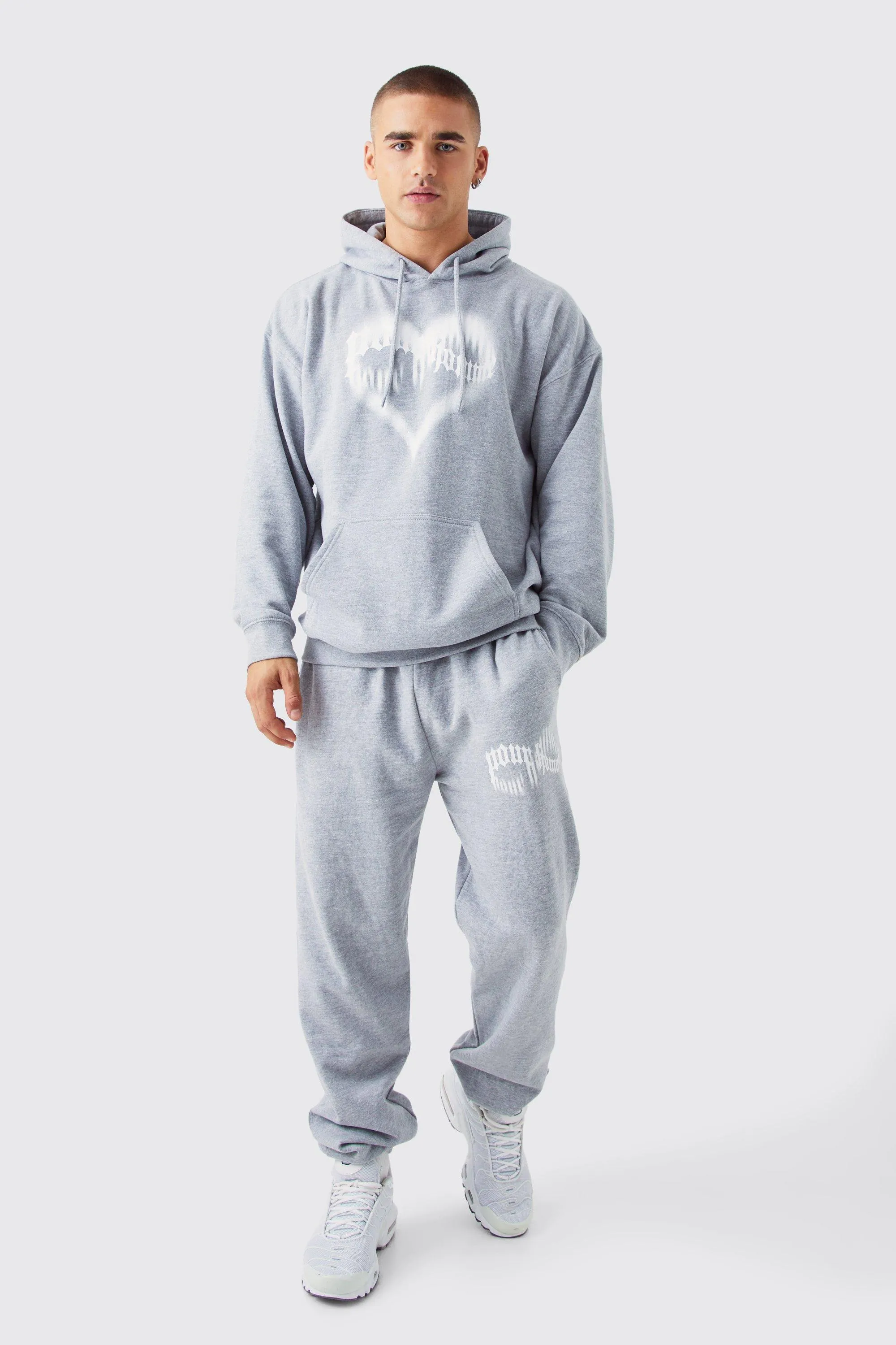 Pour Homme Graphic Hooded Tracksuit | boohooMAN UK