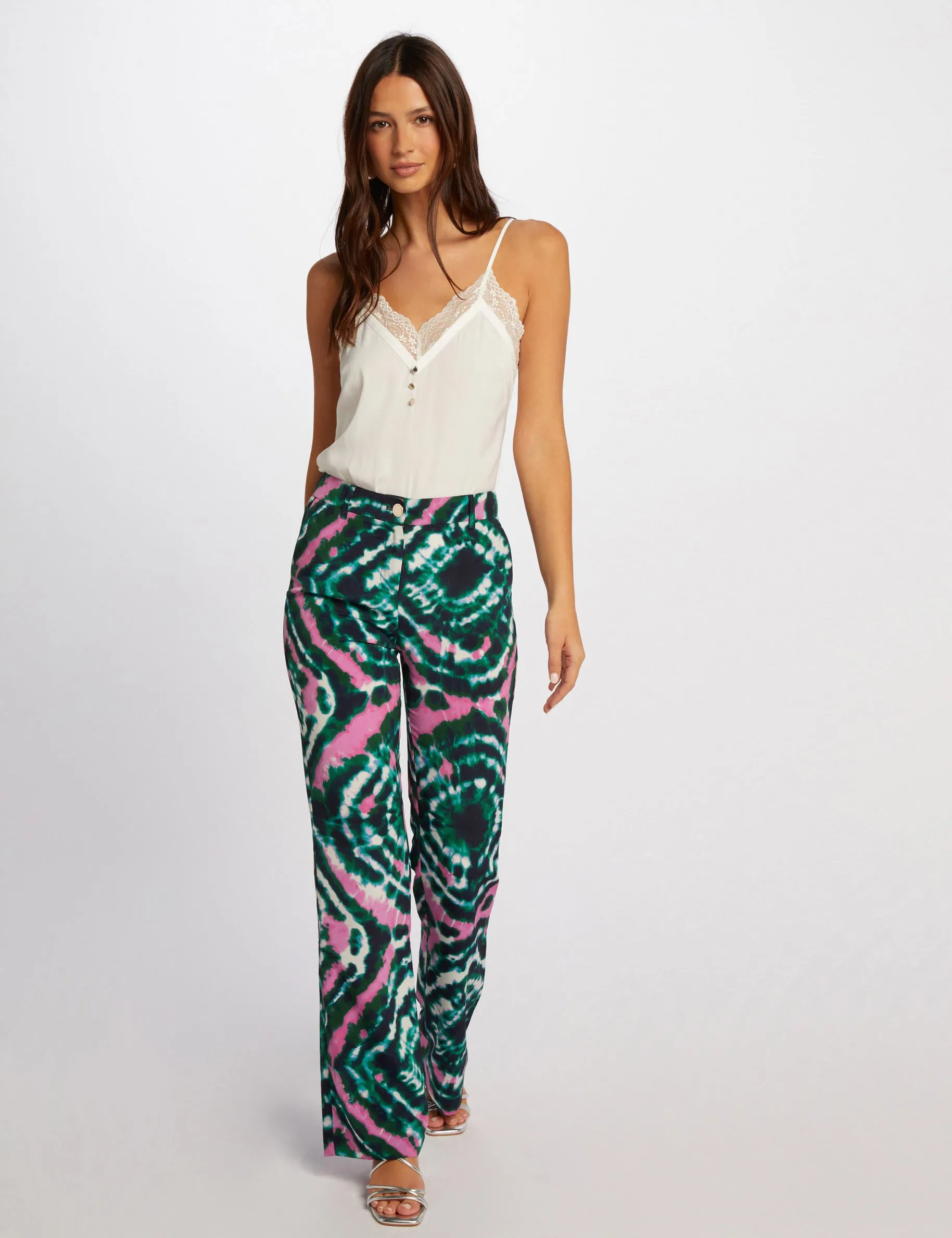 Printed loose fitted trousers multicolored women