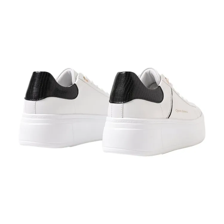 Platform White Black Women's Sneakers by QUEEN HELENA X30