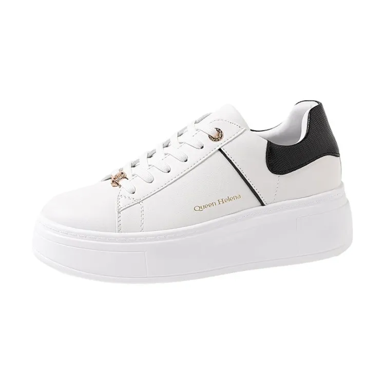 Platform White Black Women's Sneakers by QUEEN HELENA X30