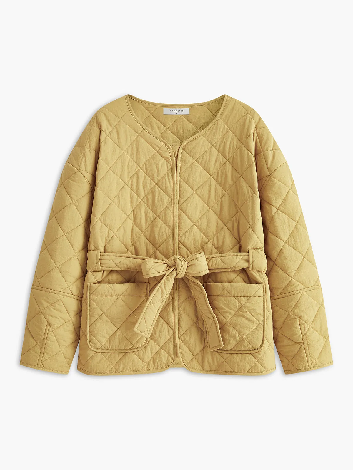 Quilted Belted Button Winter Coat