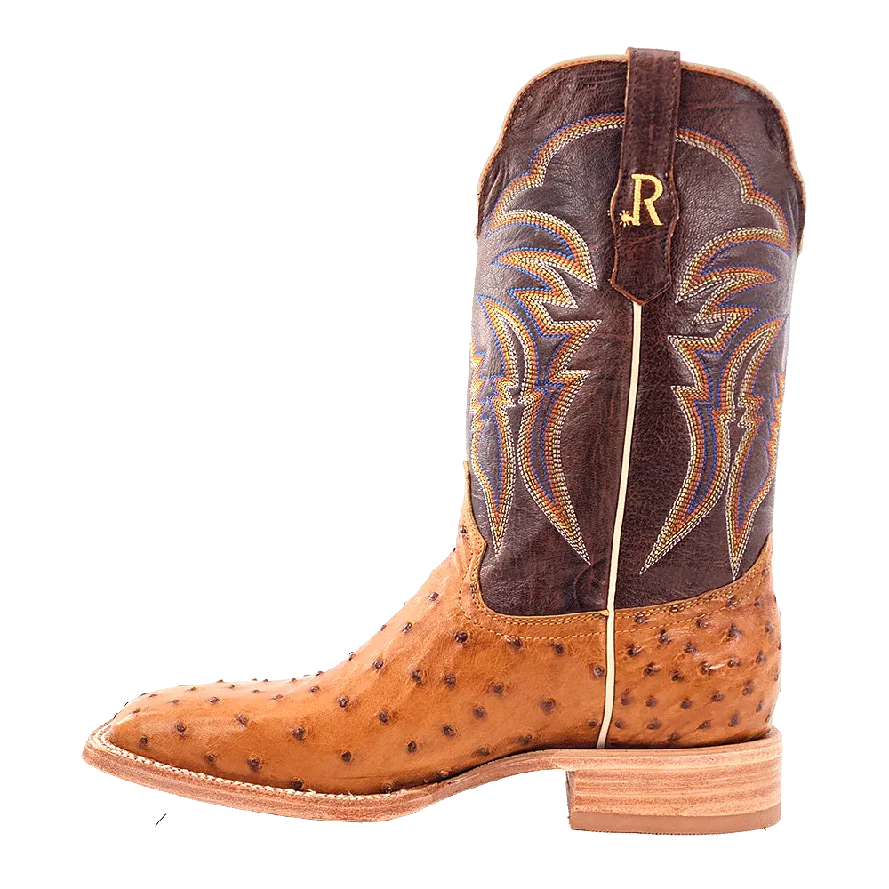 R. Watson Men's Antique Saddle Bruciato Full Quill Ostrich Boots RW4506-2