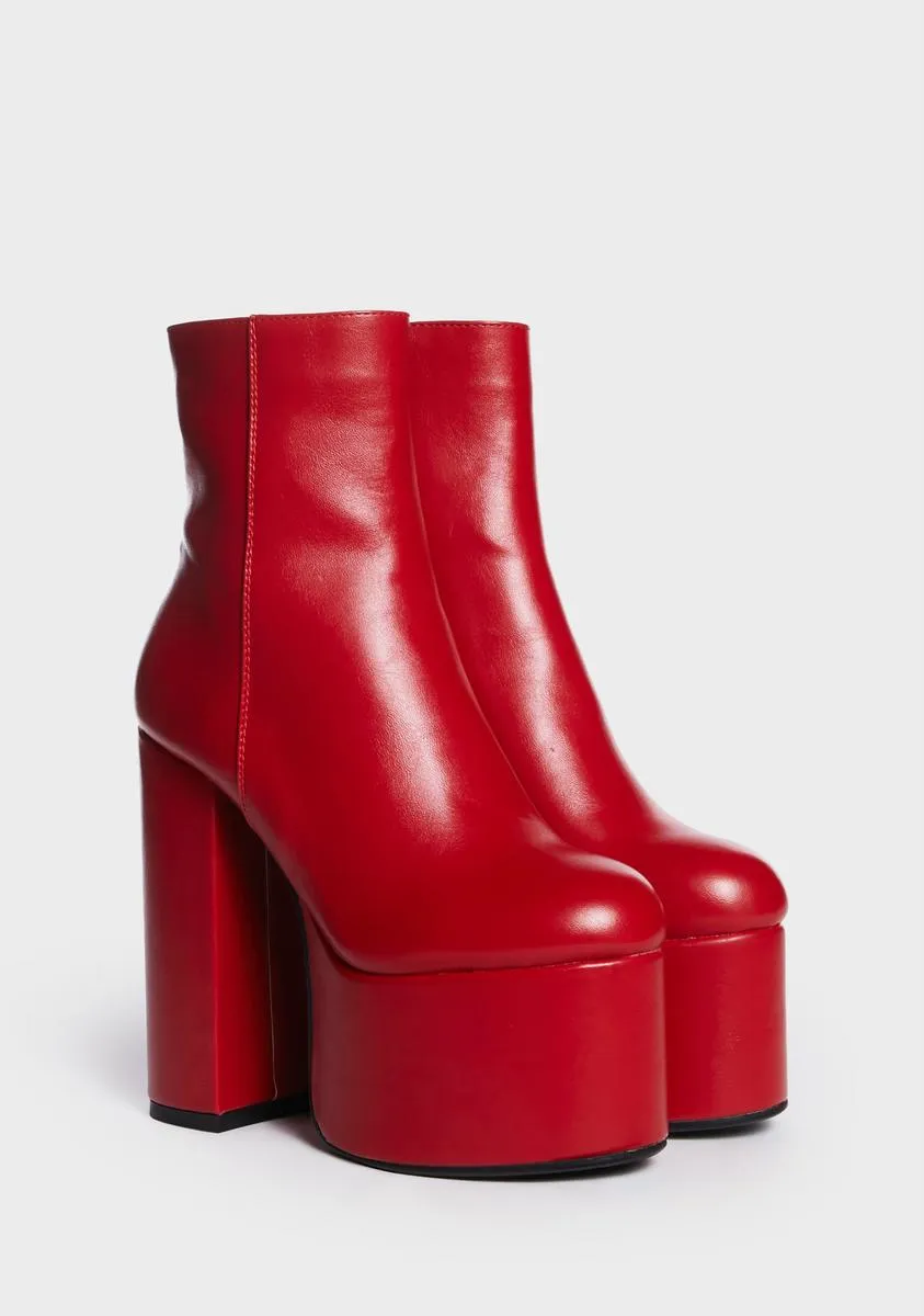 Red Bubblegum Ankle Boots-