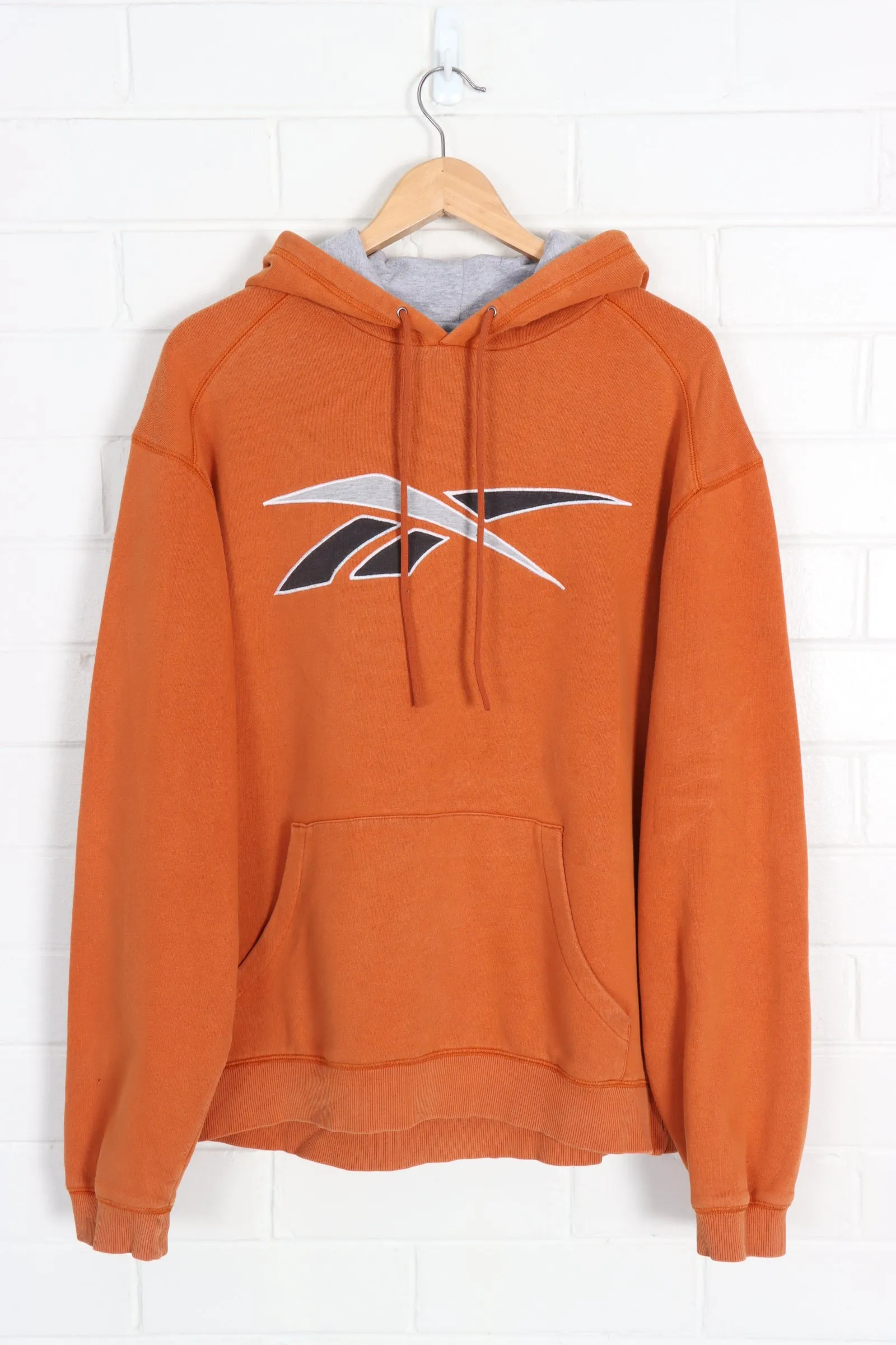 REEBOK Orange Grey Big Logo Sweatshirt size L XL.