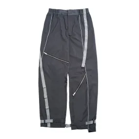 Reflective Strip Zipper Loose Trousers