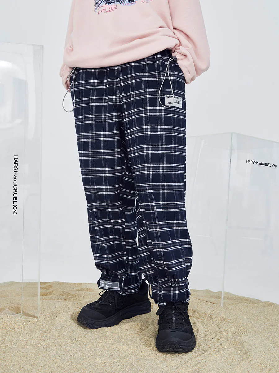 Retro Navy Checkered Trousers