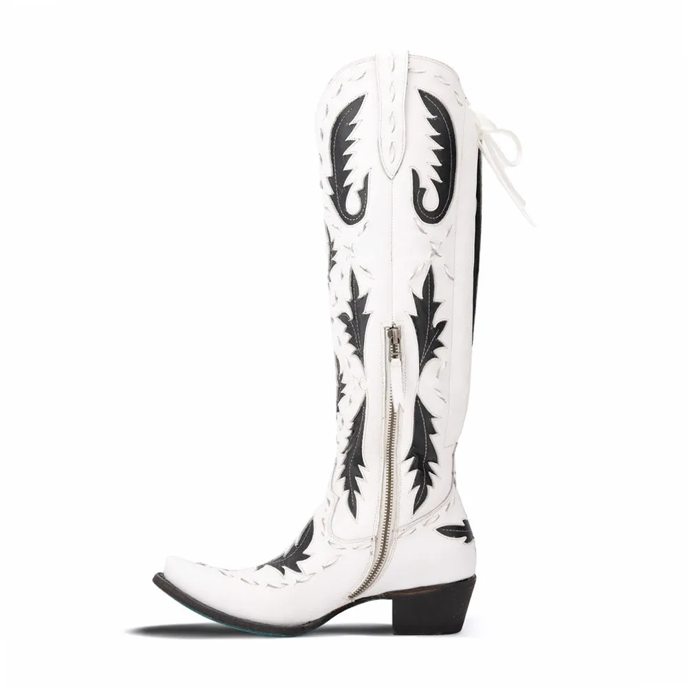 Reverie Overlay Corset Tooled-Inlay Snip Toe Cowboy Boots