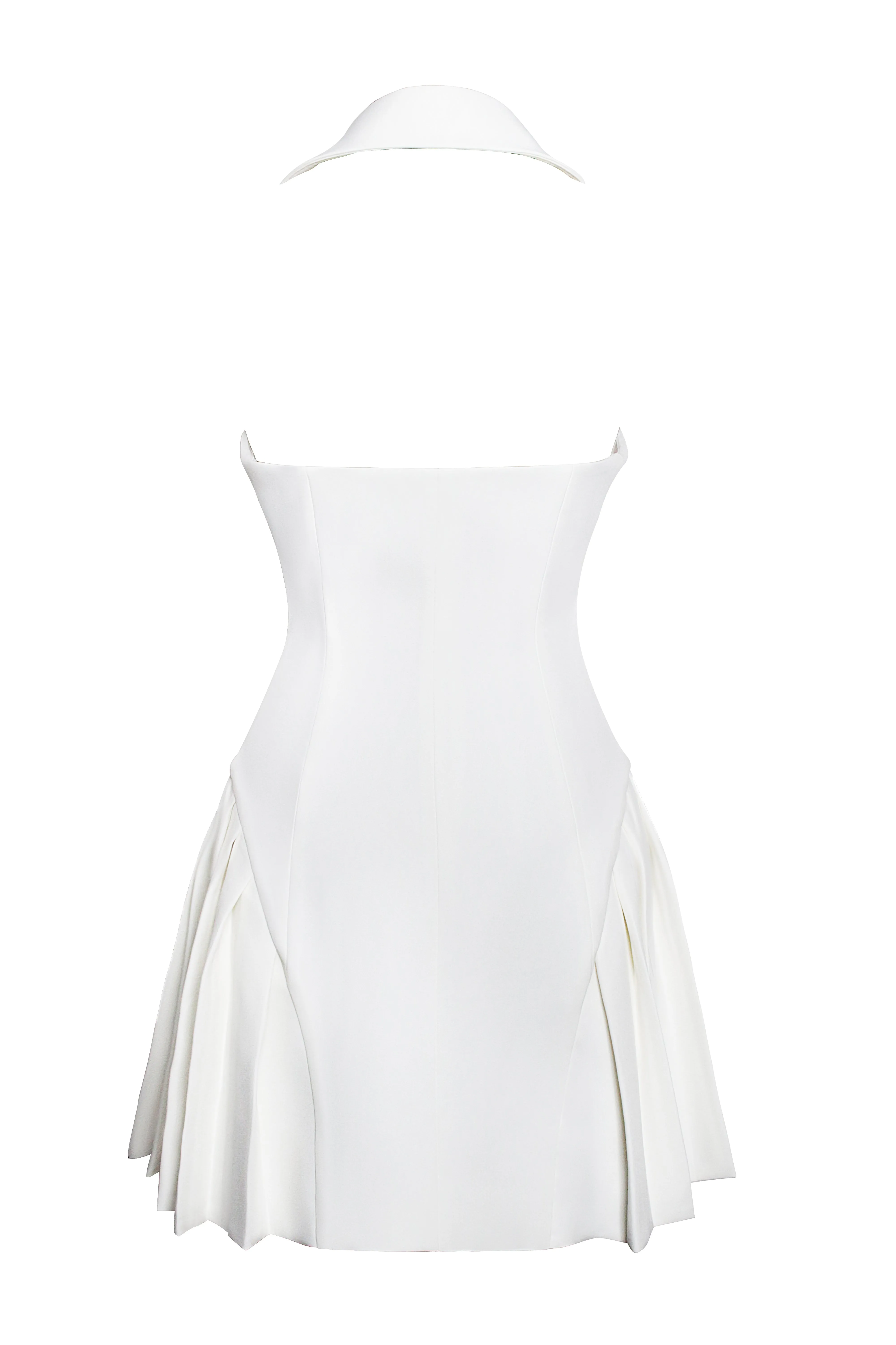 Reyna White Backless Pleated Mini Blazer Dress