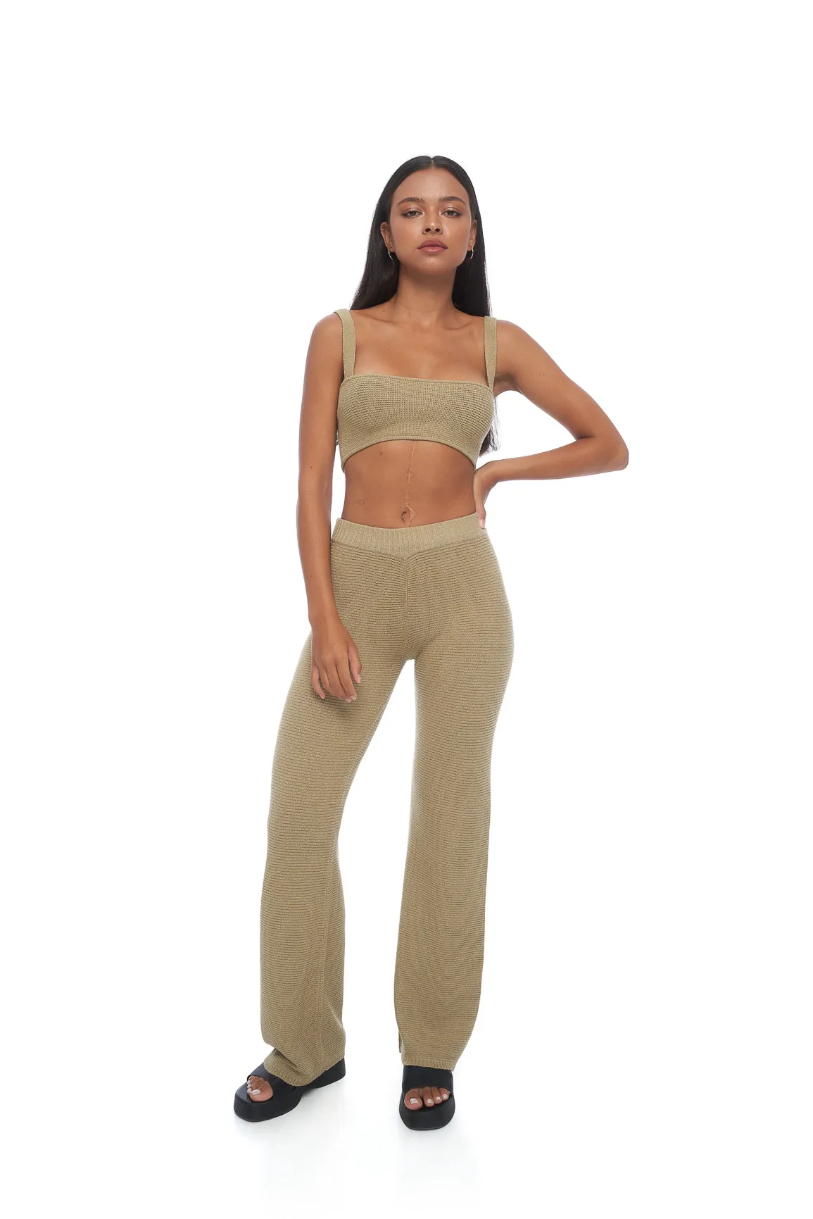 Rhoda Knit Pant- Brown