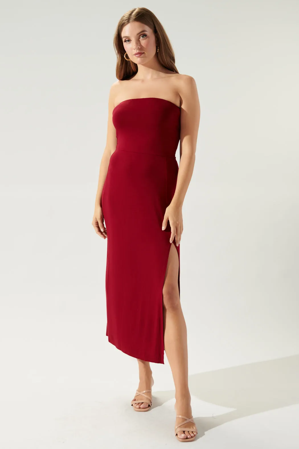 Rhys Jersey Knit Tube Midi Dress