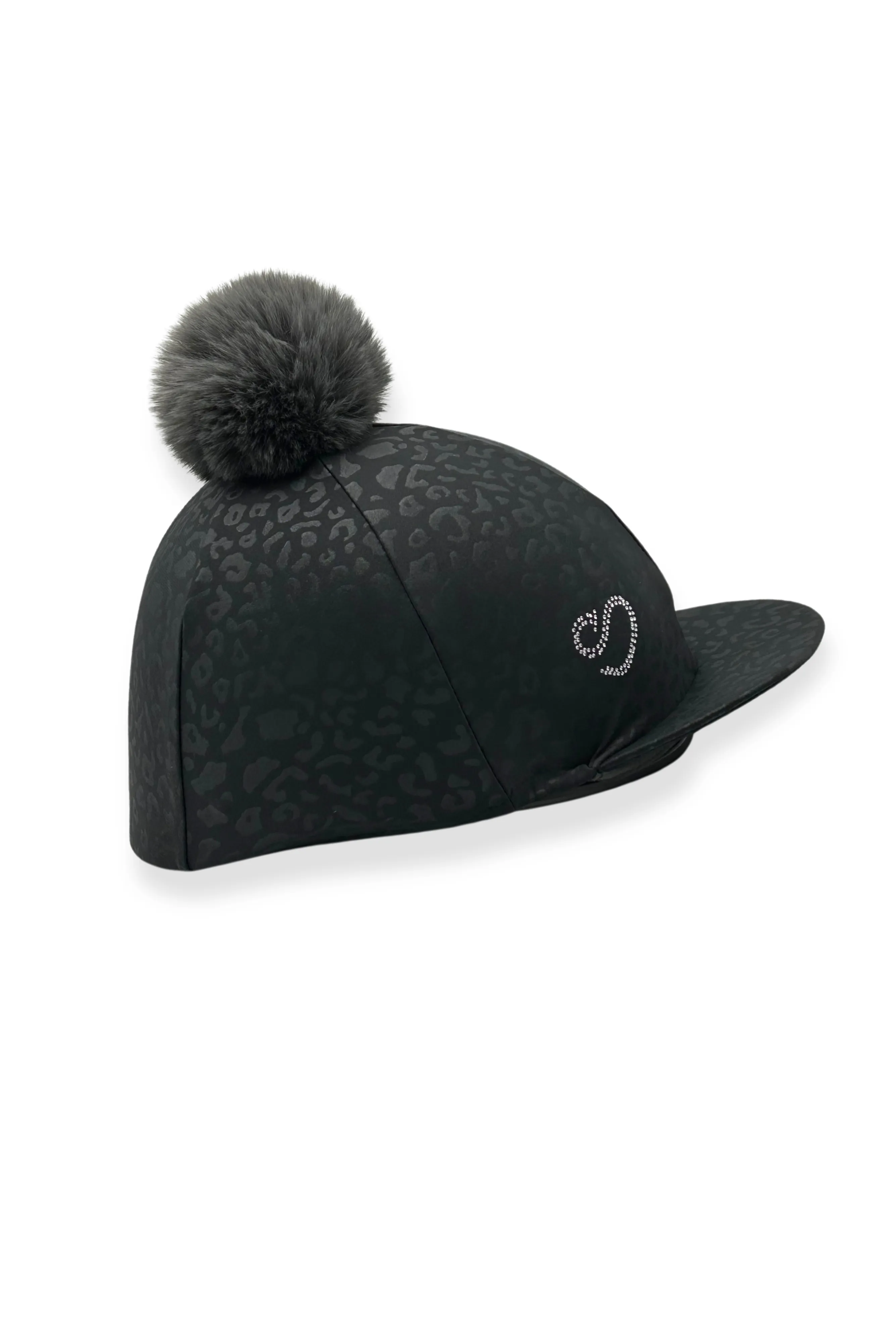 Riding Hat Silk Black Leopard/Diamante