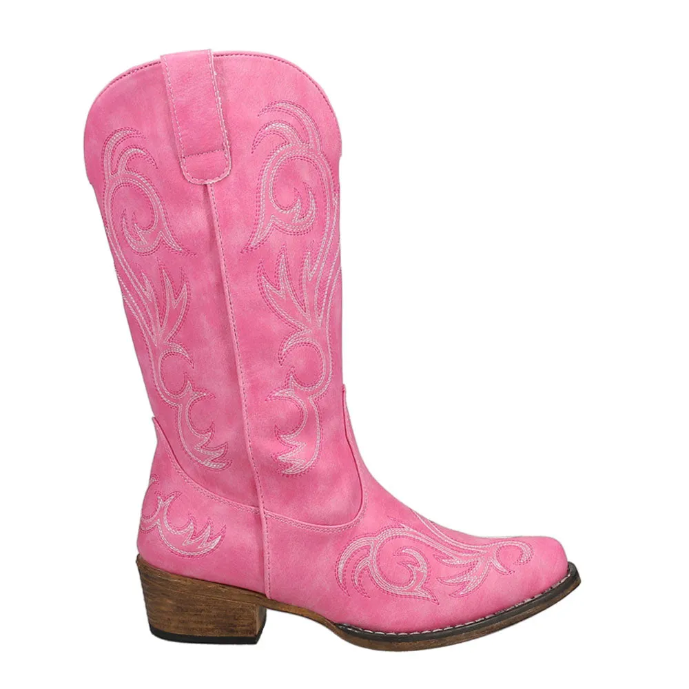 Riley Embroidered Snip Toe Cowboy Boots