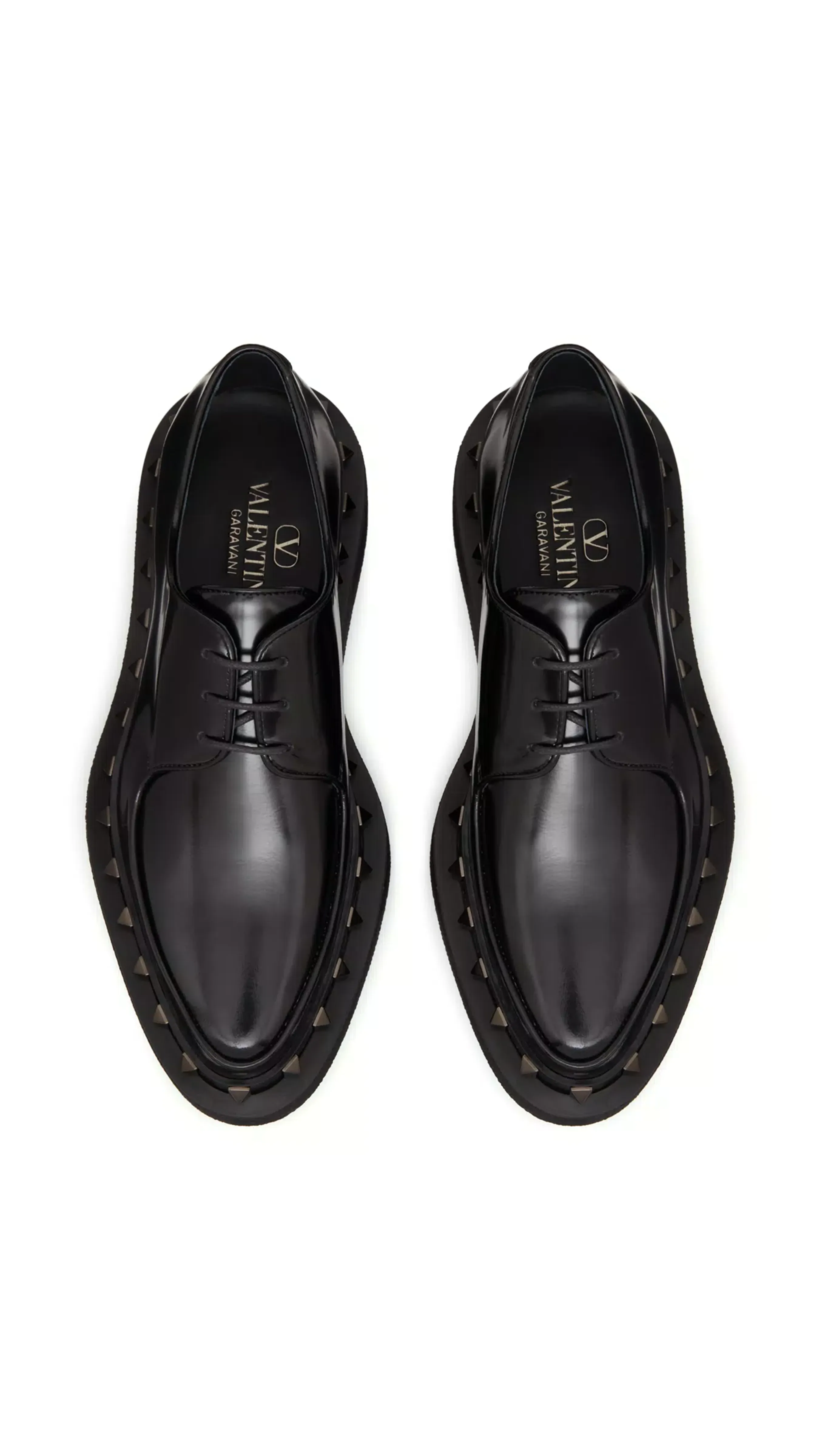 Black Calfskin Derby with Matching Studs