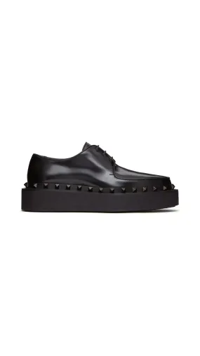 Black Calfskin Derby with Matching Studs