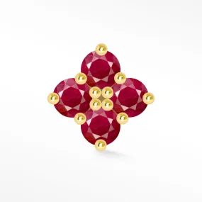 Ruby Clover Flat Back Earring Yellow Gold