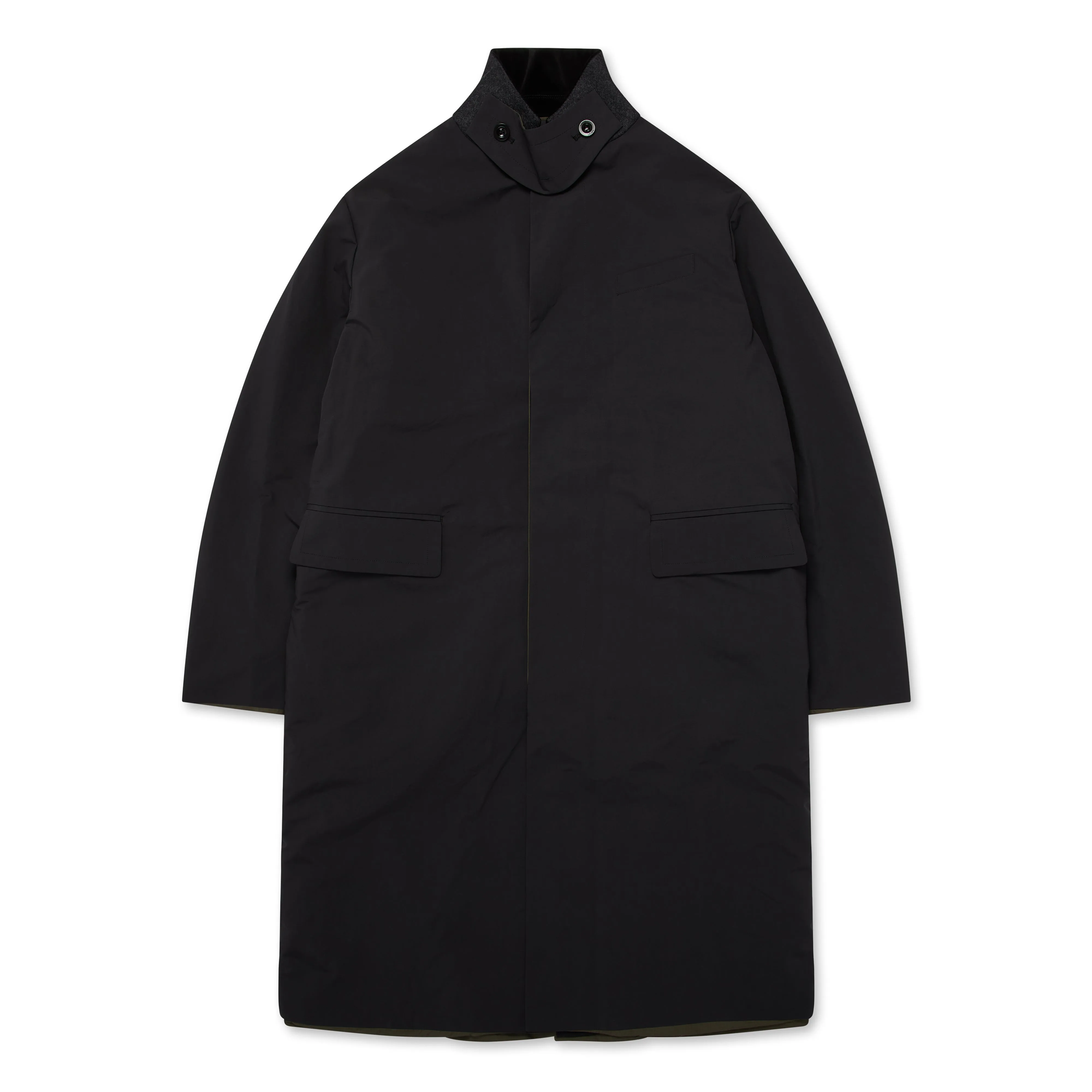 sacai Black Matte Taffeta Reversible Men’s Coat