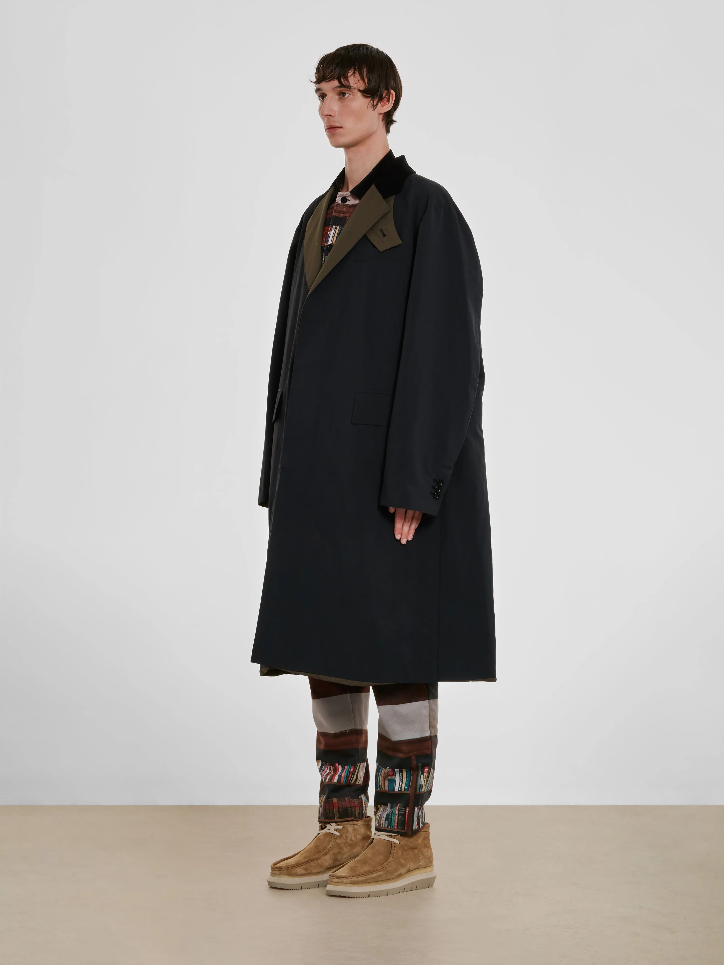 sacai Black Matte Taffeta Reversible Men’s Coat