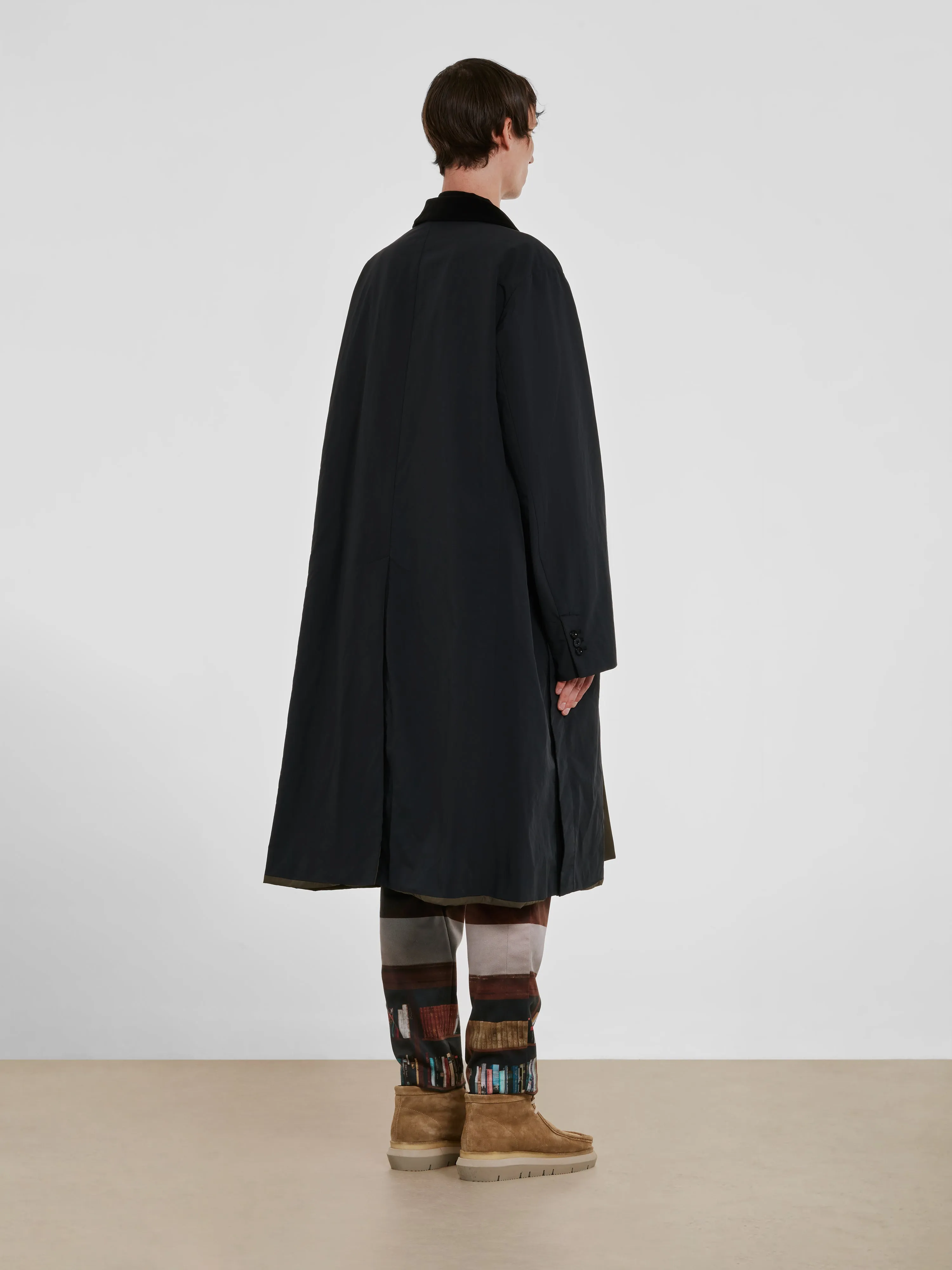 sacai Black Matte Taffeta Reversible Men’s Coat