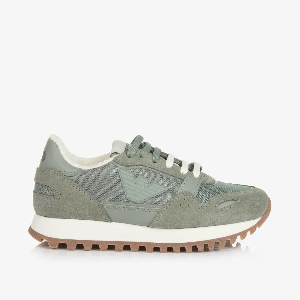 Sage Green Suede Leather Trainers