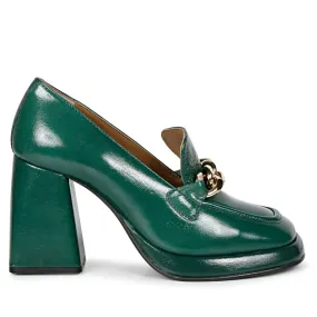 Saint Benote Green Patent Leather Handcrafted Moccasins