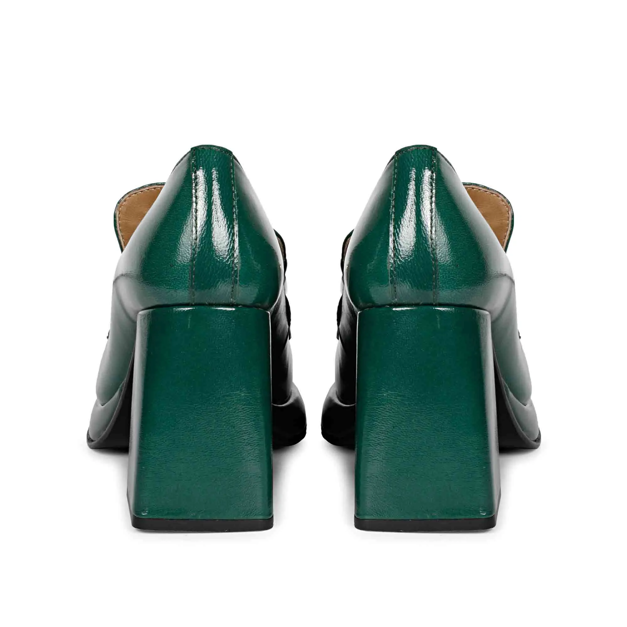 Saint Benote Green Patent Leather Handcrafted Moccasins