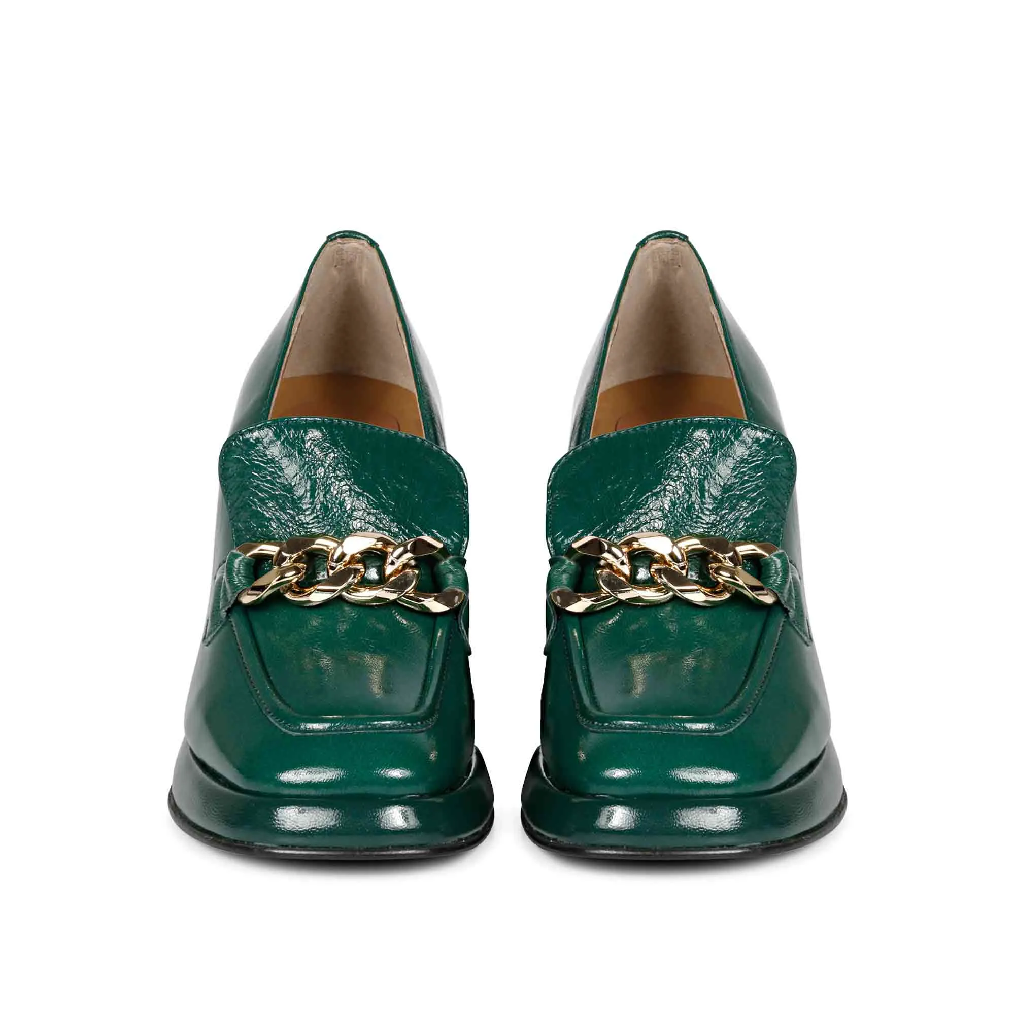 Saint Benote Green Patent Leather Handcrafted Moccasins