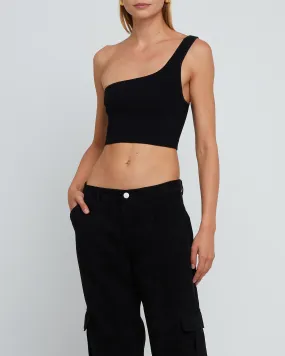 Sculpting Knit One-Shoulder Cropped Tank