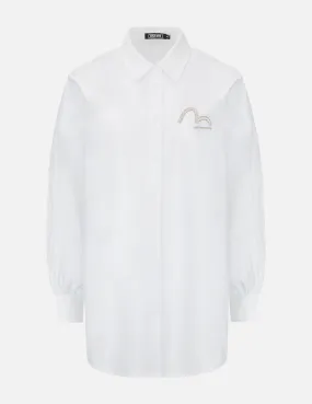 Seagull Embroidery Puff-Sleeve Shirt