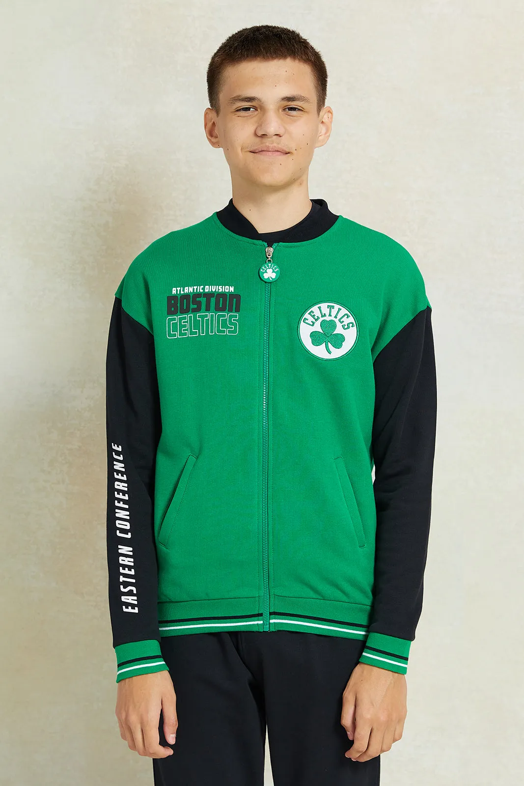 Senior Boys Green Printed Sweatshirt