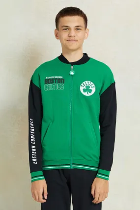 Senior Boys Green Printed Sweatshirt