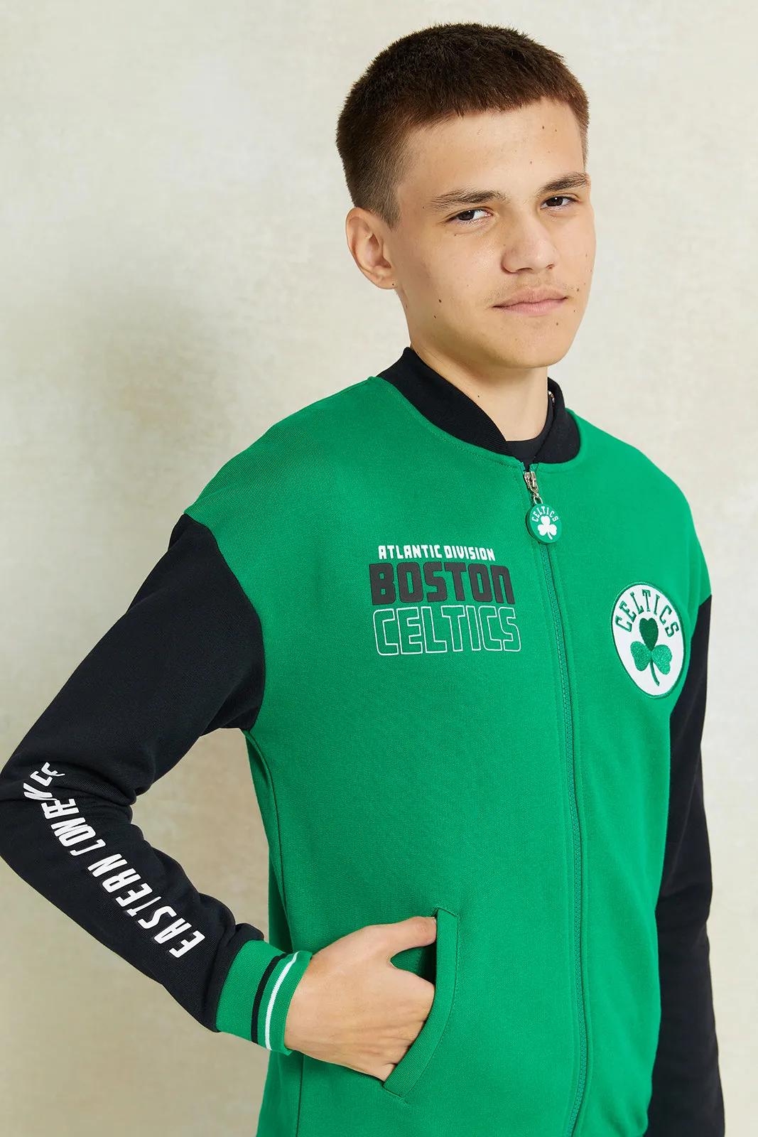 Senior Boys Green Printed Sweatshirt