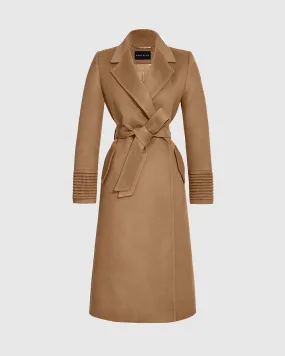 SENTALER Alpaca Long Coat with Notched Collar Wrap