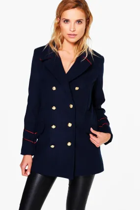 Serena Button Detail Military Coat