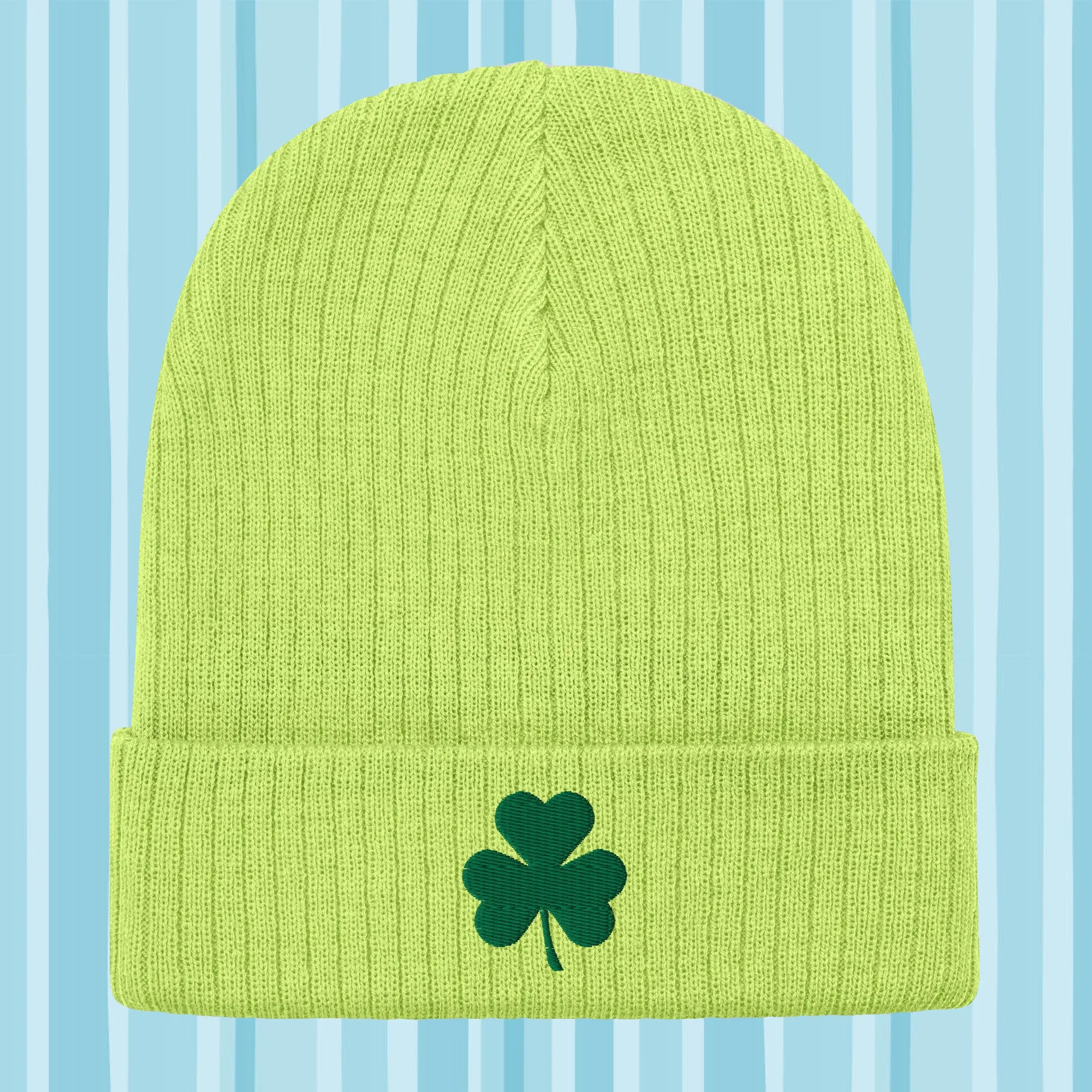 Shamrock Ribbed Knit Beanie