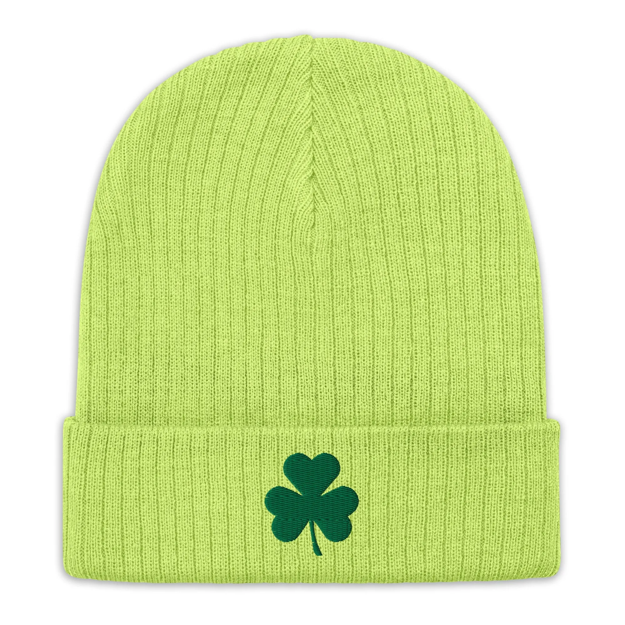 Shamrock Ribbed Knit Beanie