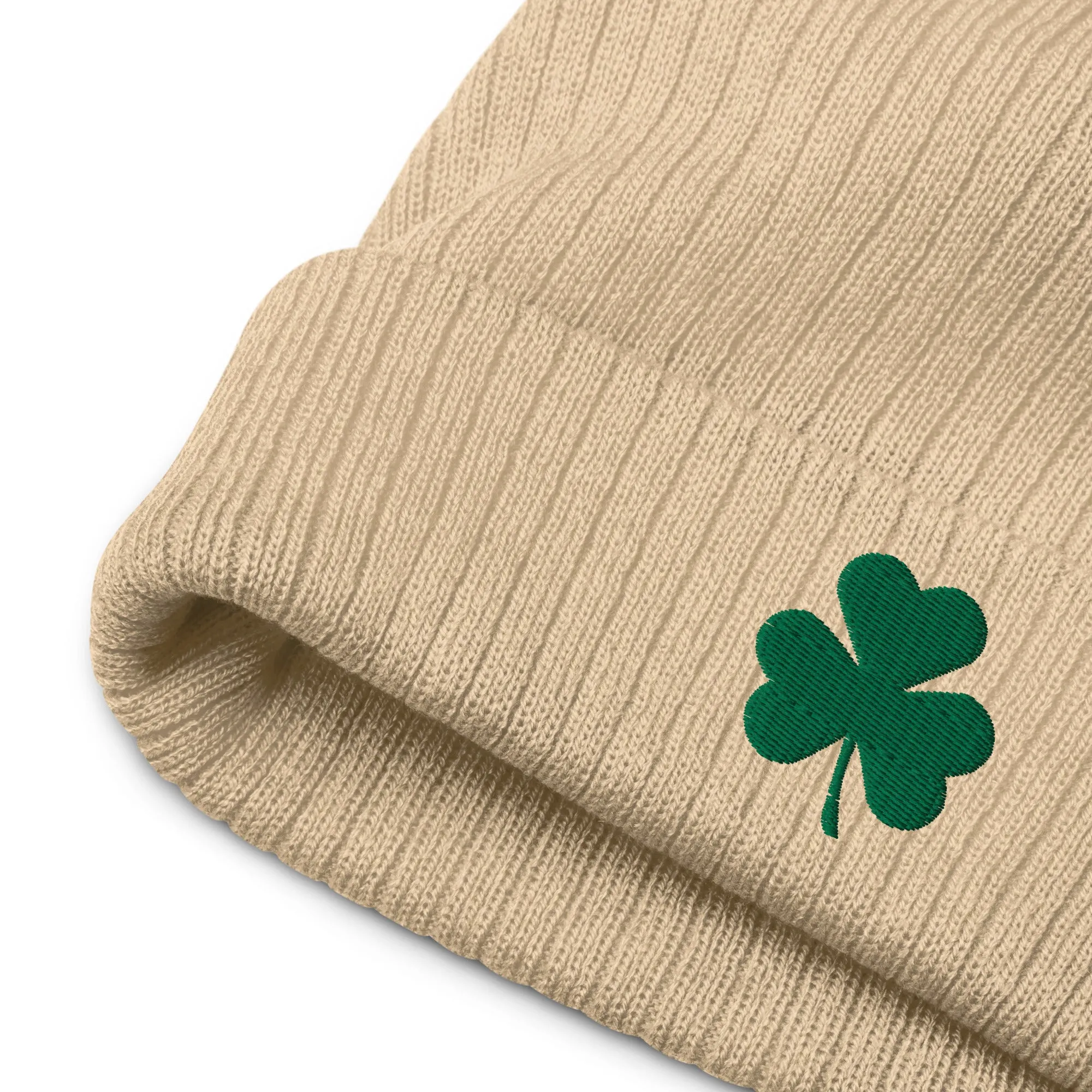 Shamrock Ribbed Knit Beanie