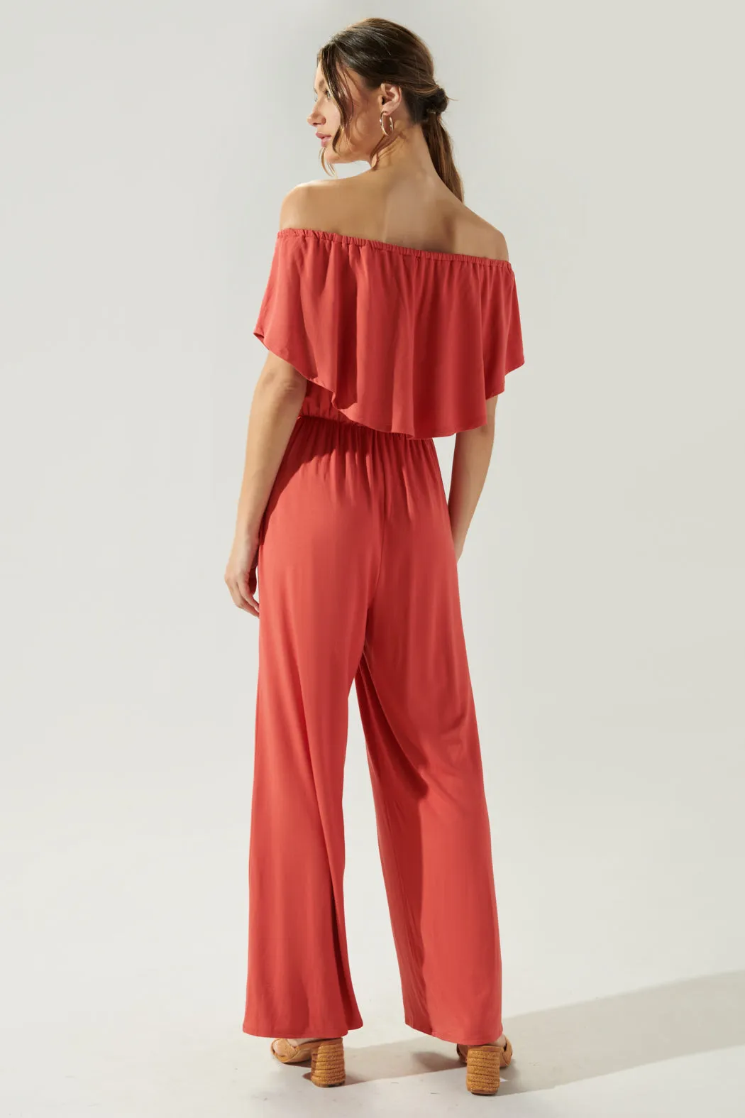 Sharpay Jersey Knit Off the Shoulder Jumpsuit