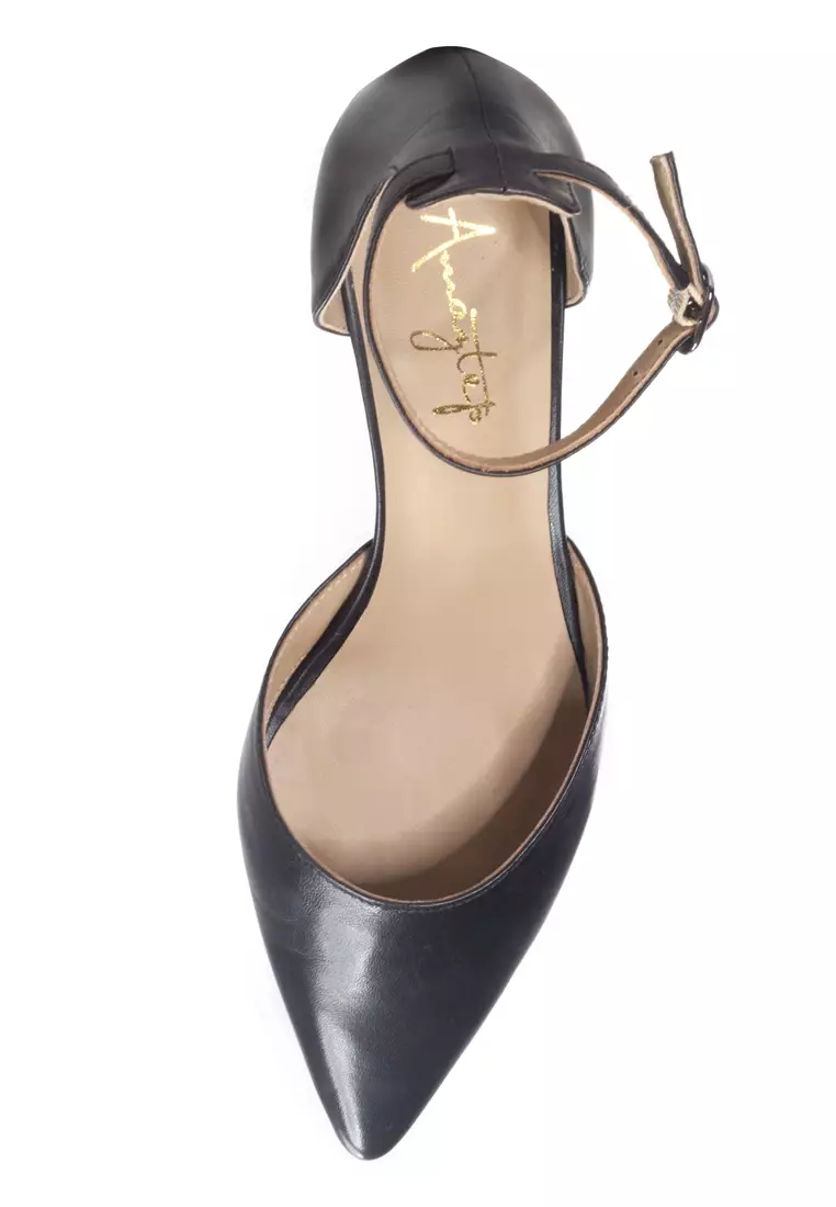 Shu Talk AMAZTEP Nappa Leather With Ankle Strap Heels