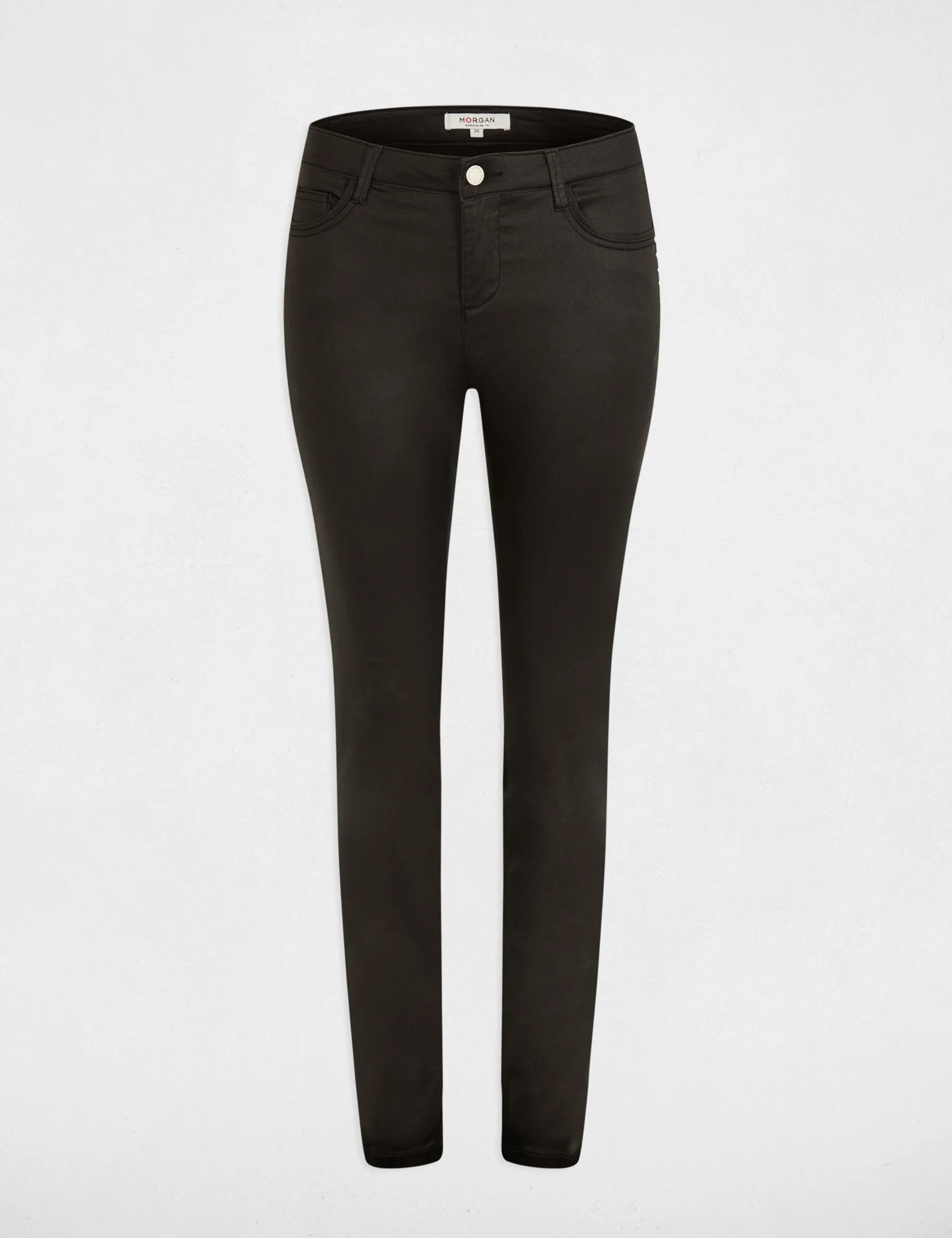 Skinny trousers wet effect black women