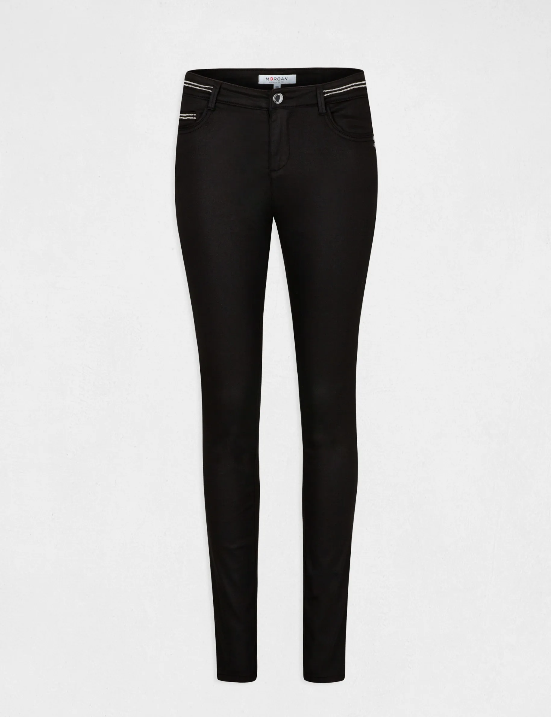 Slim trousers with wet effect black women