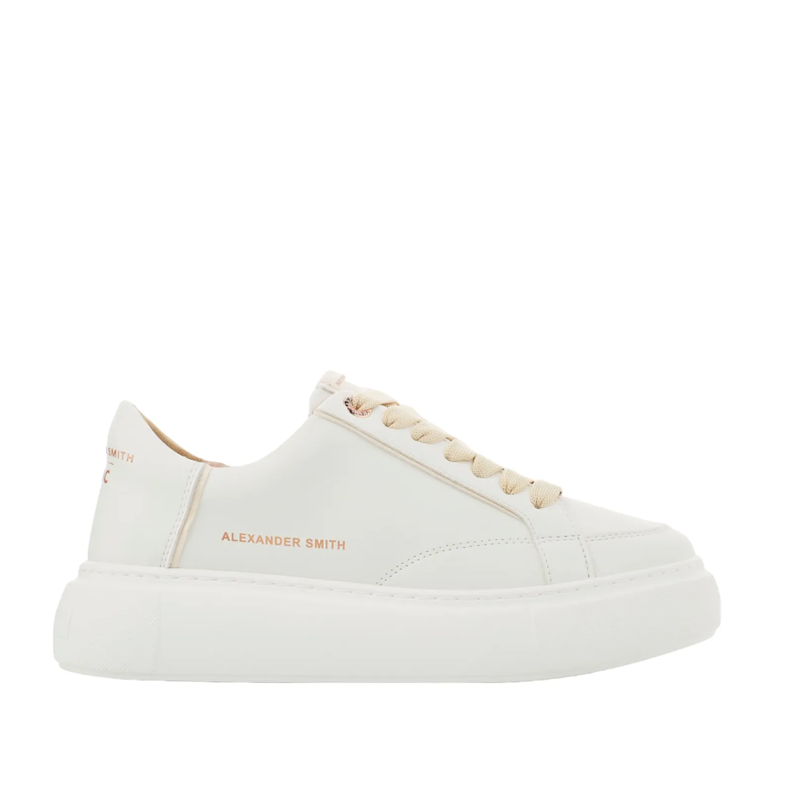 Eco-Greenwich white sneakers with cream stitches and laces