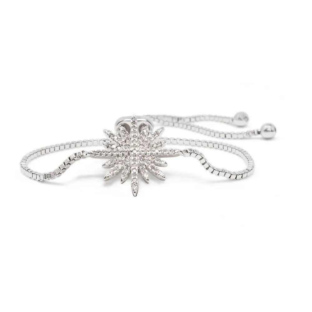 Star Bright Slide Bracelet CZ Pave Rhodium Plated