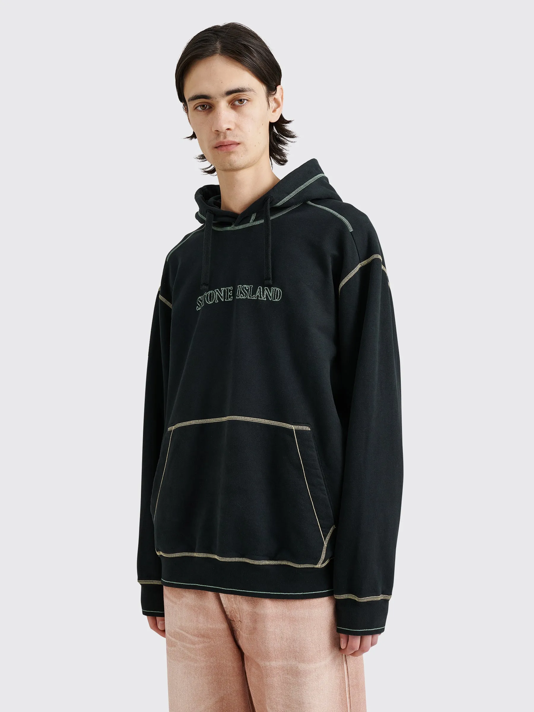 Stone Island Hooded Logo Sweatshirt Black