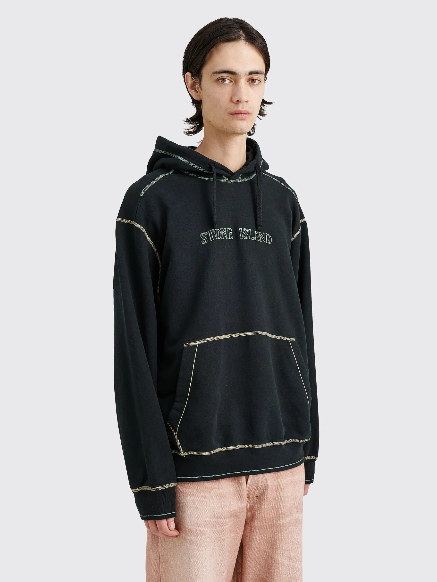 Stone Island Hooded Logo Sweatshirt Black