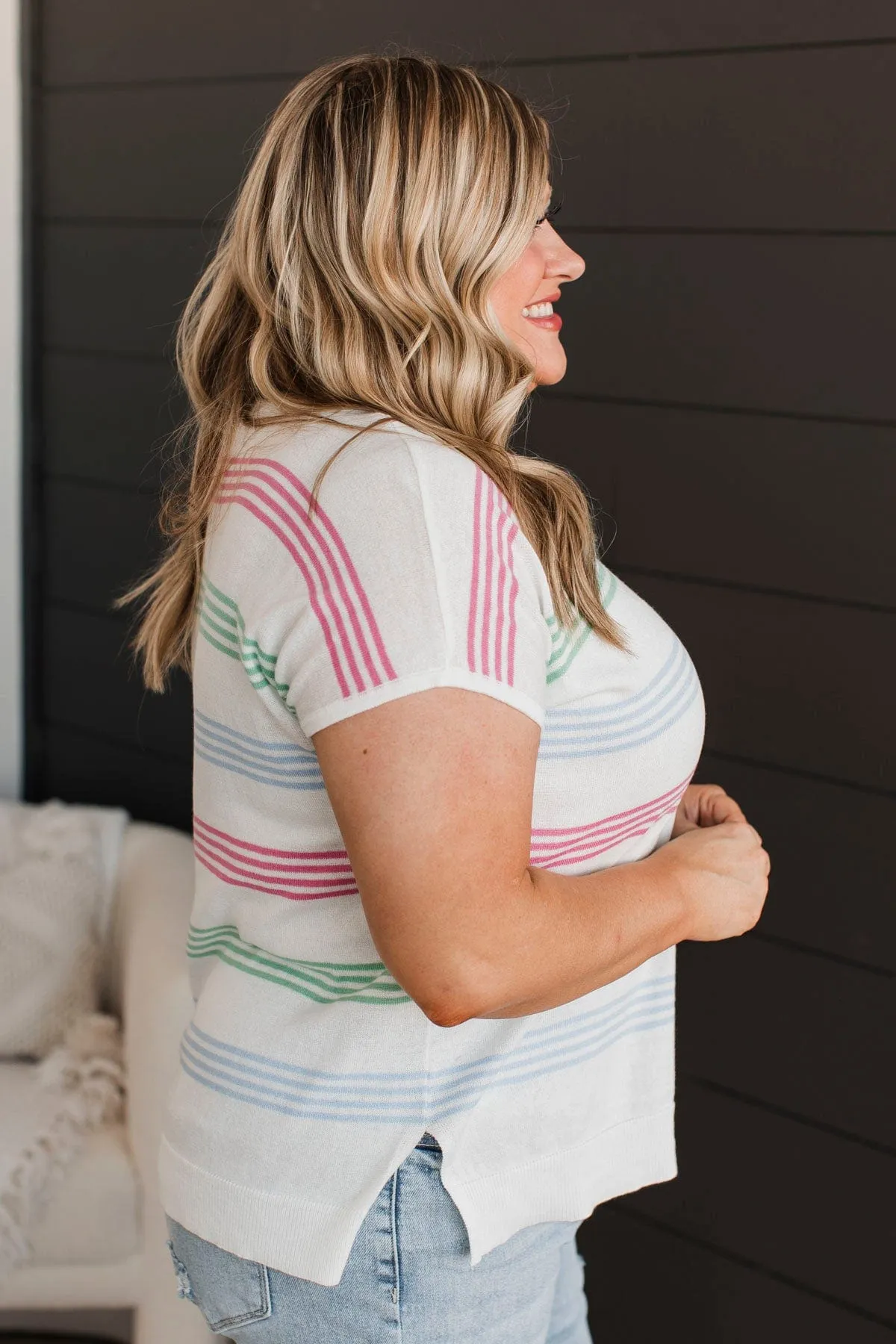 Striped Ivory Knit Top - Pure Excellence