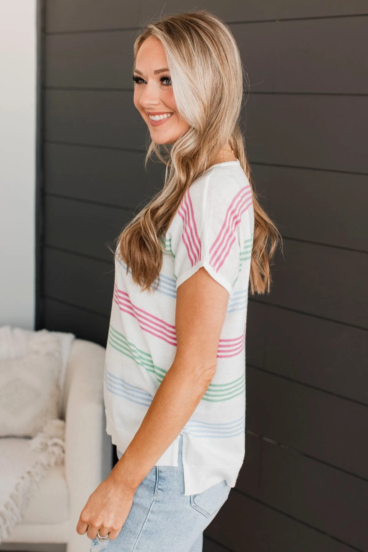 Striped Ivory Knit Top - Pure Excellence