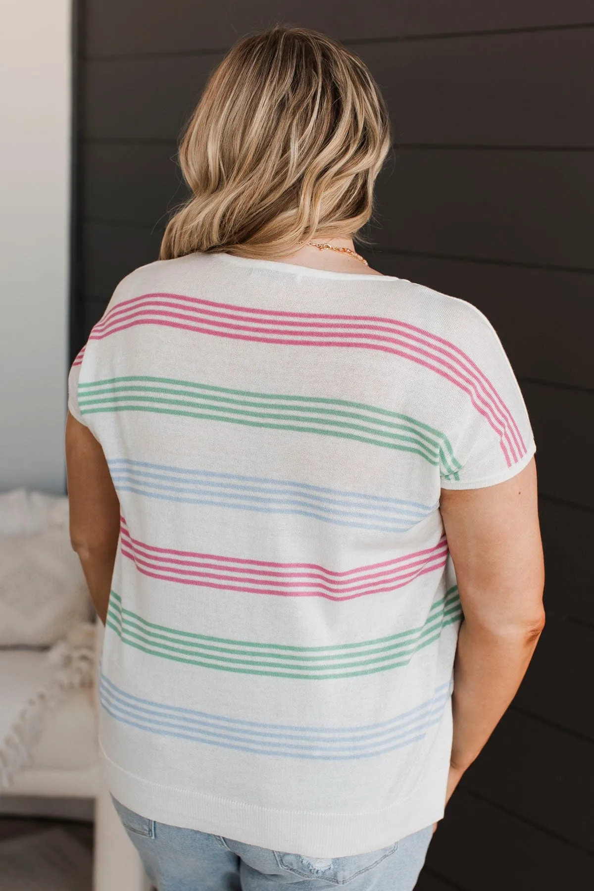 Striped Ivory Knit Top - Pure Excellence