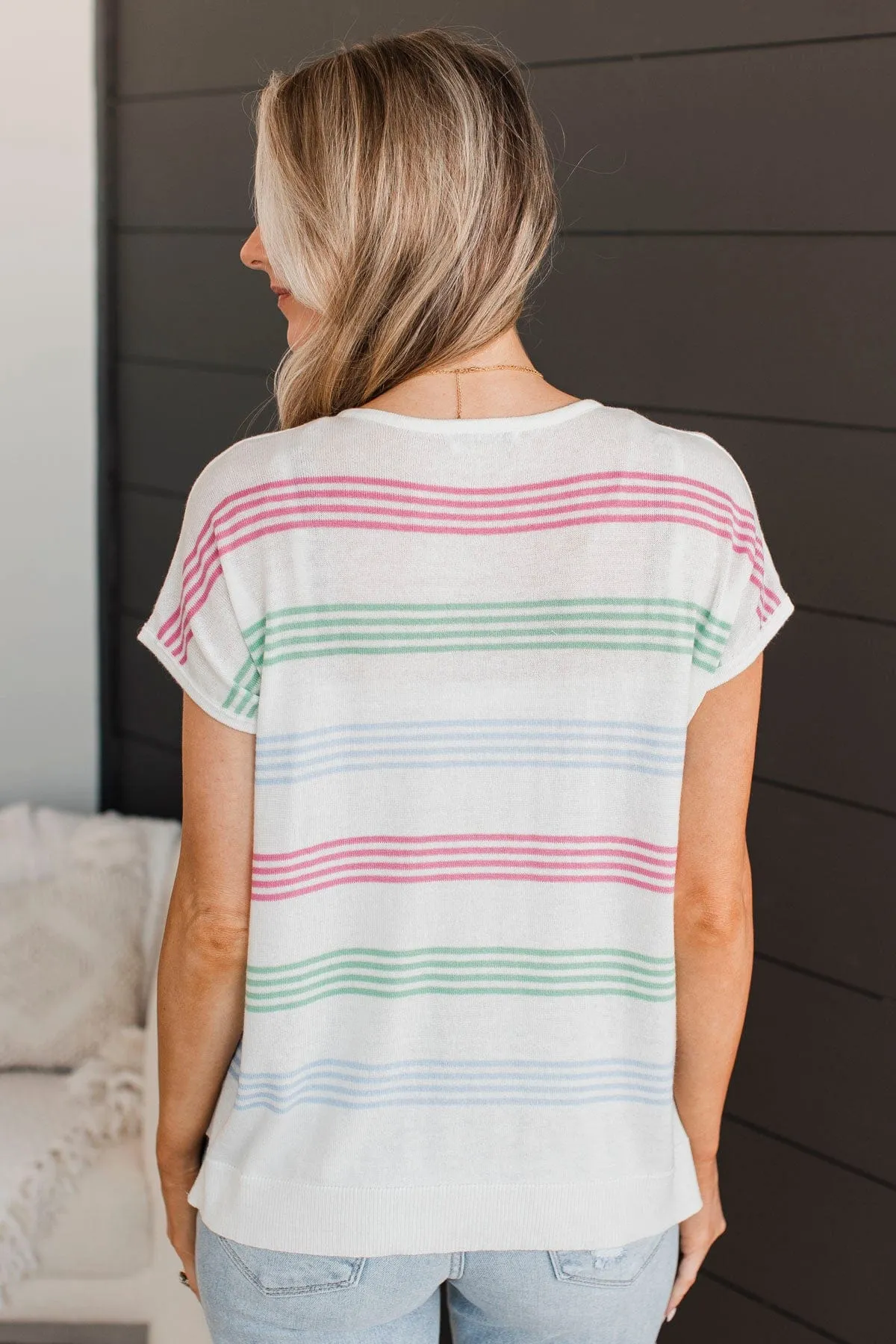 Striped Ivory Knit Top - Pure Excellence