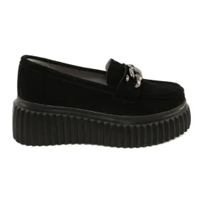 Black suede moccasins with Dorland sole